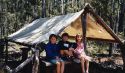 Image of children in woodcutters camp in Dwellingup WA.