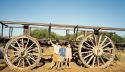 Image of children and old wagon at Carnarvan WA.